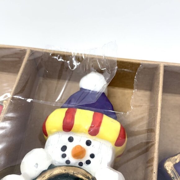 Christmas Candles Snowman JOY Santa Claus Figural Set of 6 Small Tea Lights - Picture 6 of 7